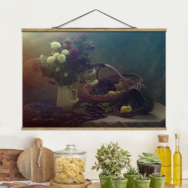 Stoffen schilderij met posterlijst Still Life With Vase