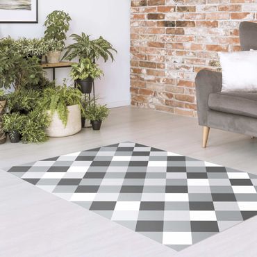 Vinyl tapijt Geometrical Pattern Rotated Chessboard Grey