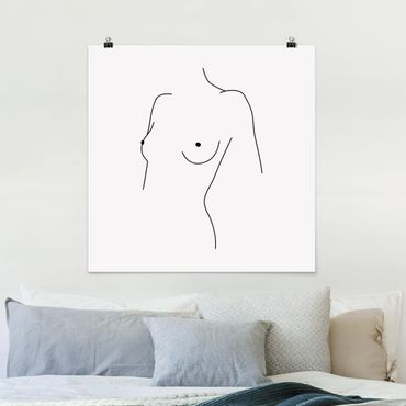 Posters Line Art Nude Bust Woman Black And White