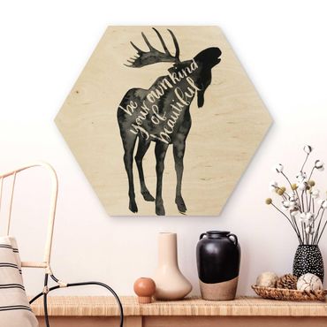 Hexagons houten schilderijen Animals With Wisdom - Elk