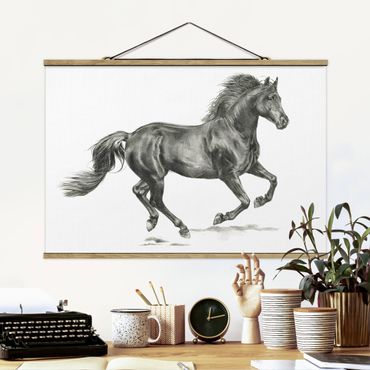 Stoffen schilderij met posterlijst Wild Horse Trial - Stallion