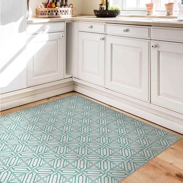 Vinyl tapijt Tile Pattern Rhomboidal Geometry Turquoise