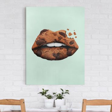 Canvas schilderijen Lips With Biscuit