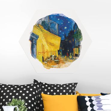 Hexagons Aluminium Dibond schilderijen WaterColours - Vincent Van Gogh - Cafe Terrace In Arles
