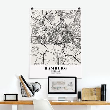 Posters Hamburg City Map - Classic