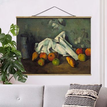 Stoffen schilderij met posterlijst Paul Cézanne - Still Life With Milk Can And Apples