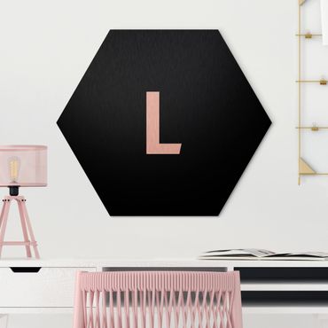Hexagons Aluminium Dibond schilderijen Letter Black L