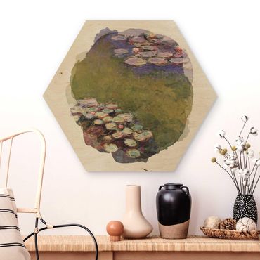 Hexagons houten schilderijen WaterColours - Claude Monet - Water Lilies