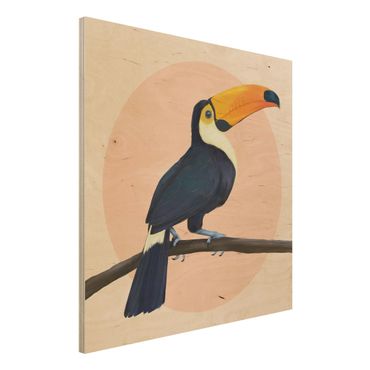 Houten schilderijen Illustration Bird Toucan Painting Pastel