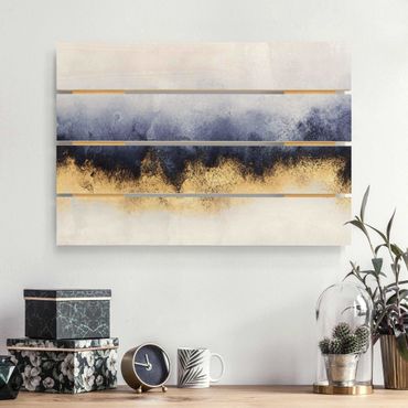 Houten schilderijen op plank Cloudy Sky With Gold
