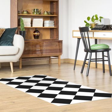 Vinyl tapijt Geometrical Pattern Rotated Chessboard Black And White