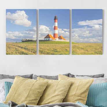 Canvas schilderijen - 3-delig Lighthouse In Schleswig-Holstein