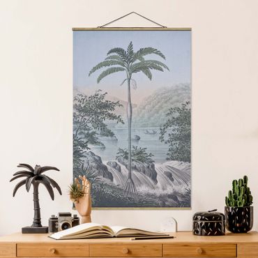 Stoffen schilderij met posterlijst Vintage Illustration - Landscape With Palm Tree