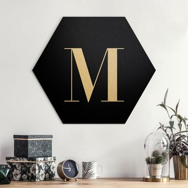 Hexagons Aluminium Dibond schilderijen Letter Serif Black M