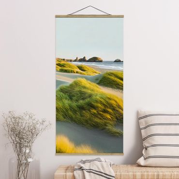 Stoffen schilderij met posterlijst Dunes And Grasses At The Sea