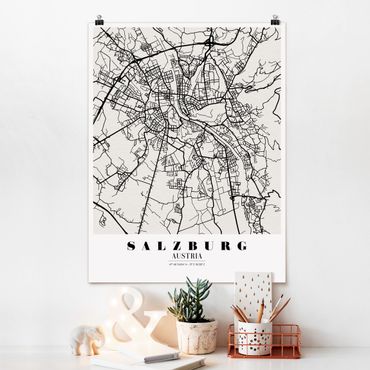 Posters Salzburg City Map - Classic