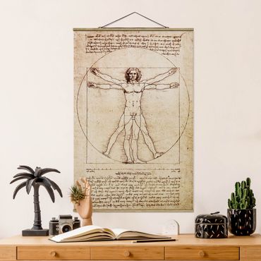 Stoffen schilderij met posterlijst Da Vinci