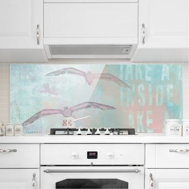 Spatscherm keuken Shabby Chic Collage - Seagulls