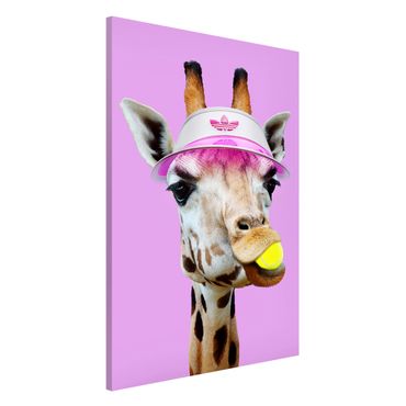 Magneetborden Giraffe Playing Tennis