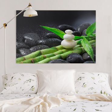 Canvas schilderijen White Stones On Bamboo
