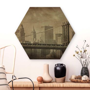 Hexagons houten schilderijen Vintage New York City
