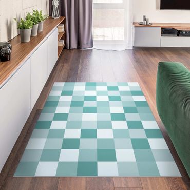 Vinyl tapijt Geometrical Pattern Colourful Chessboard Blue