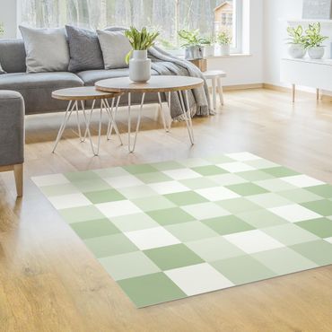 Vinyl tapijt Geometrical Pattern Colourful Chessboard Green