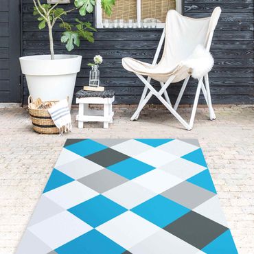 Vinyl tapijt Geometrical Pattern Rotated Chessboard Blue