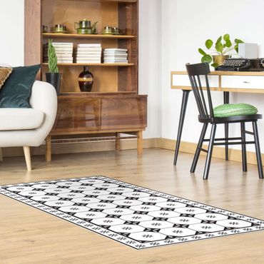Vinyl tapijt Geometrical Tiles Cottage Black And White With Border