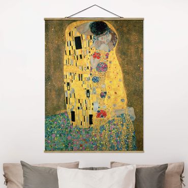 Stoffen schilderij met posterlijst Gustav Klimt - The Kiss