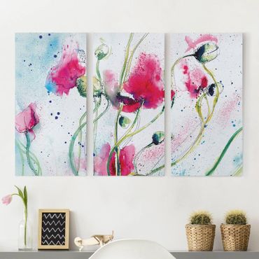 Canvas schilderijen - 3-delig Painted Poppies