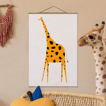 Stoffen schilderij met posterlijst Yellow Giraffe
