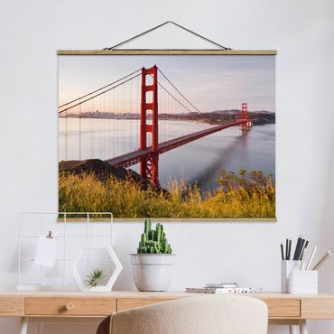 Stoffen schilderij met posterlijst Golden Gate Bridge In San Francisco