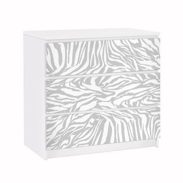Meubelfolie IKEA Malm Ladekast Zebra Design Light Grey Stripe Pattern