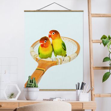 Stoffen schilderij met posterlijst Tennis With Birds