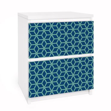 Meubelfolie IKEA Malm Ladekast Cube pattern Blue