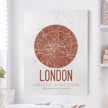 Canvas schilderijen City Map London - Retro