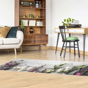 Vinyl tapijt Tulip-Rose Shabby Wood Look