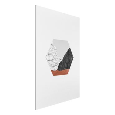 Aluminium Dibond schilderijen Copper Mountains Hexagonal Geometry