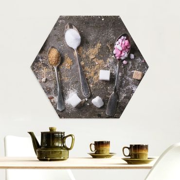 Hexagons Aluminium Dibond schilderijen Vintage Spoon With Sugar