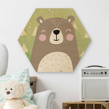 Hexagons houten schilderijen Little bear