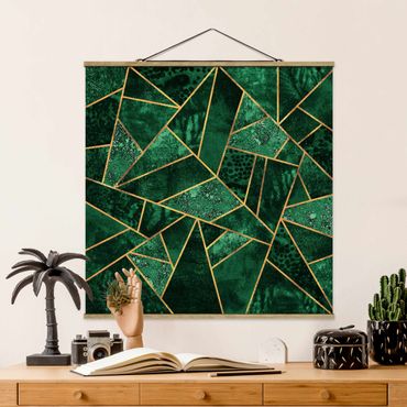 Stoffen schilderij met posterlijst Dark Emerald With Gold