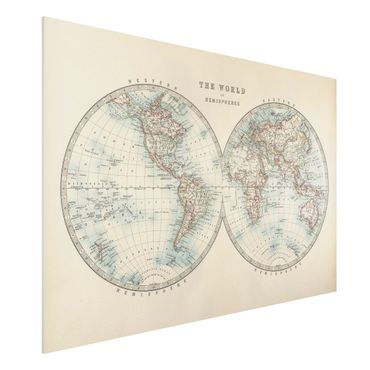 Forex schilderijen Vintage World Map The Two Hemispheres