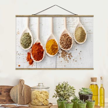 Stoffen schilderij met posterlijst Wooden Spoon With Spices
