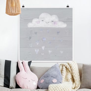 Posters Cloud With Silver Hearts