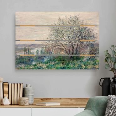 Houten schilderijen op plank Claude Monet - Spring in Vétheuil