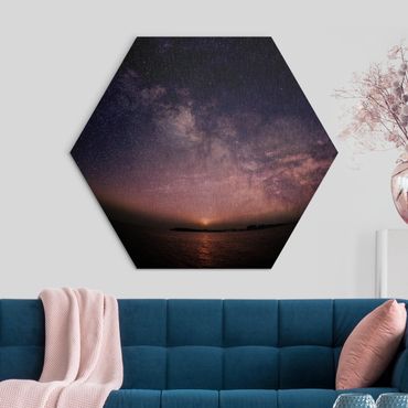 Hexagons Aluminium Dibond schilderijen Sun And Stars At Sea