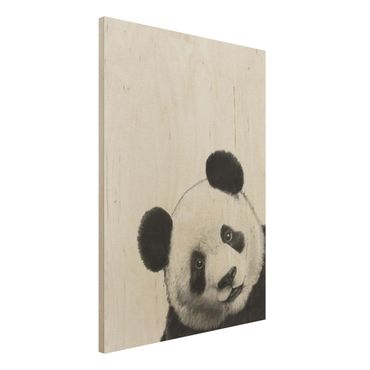 Houten schilderijen Illustration Panda Black And White Drawing