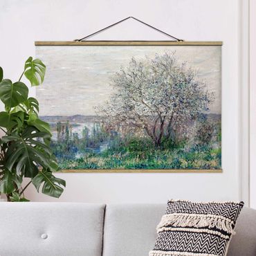 Stoffen schilderij met posterlijst Claude Monet - Spring in Vétheuil