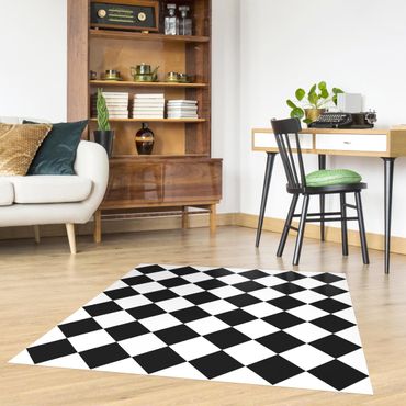Vinyl tapijt Geometrical Pattern Rotated Chessboard Black And White